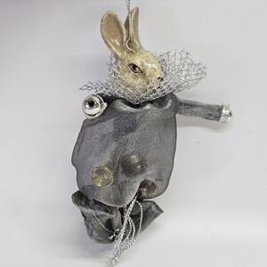 NEW VINTAGE Katherine's Collection Bunny Charm Bell Bag Ornament Wayne Kleski